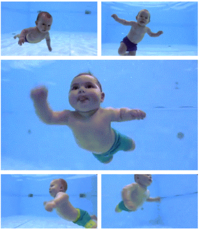 不满两个月的宝宝喜欢仰泳
